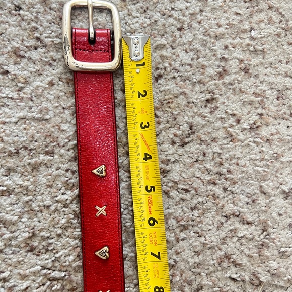 Brighton red leather‎ silver stud heart shape unisex belt western boho small main image 8